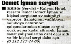 Ressam İsmet Demet İşman Cumhuriyet Gazetesi 2009